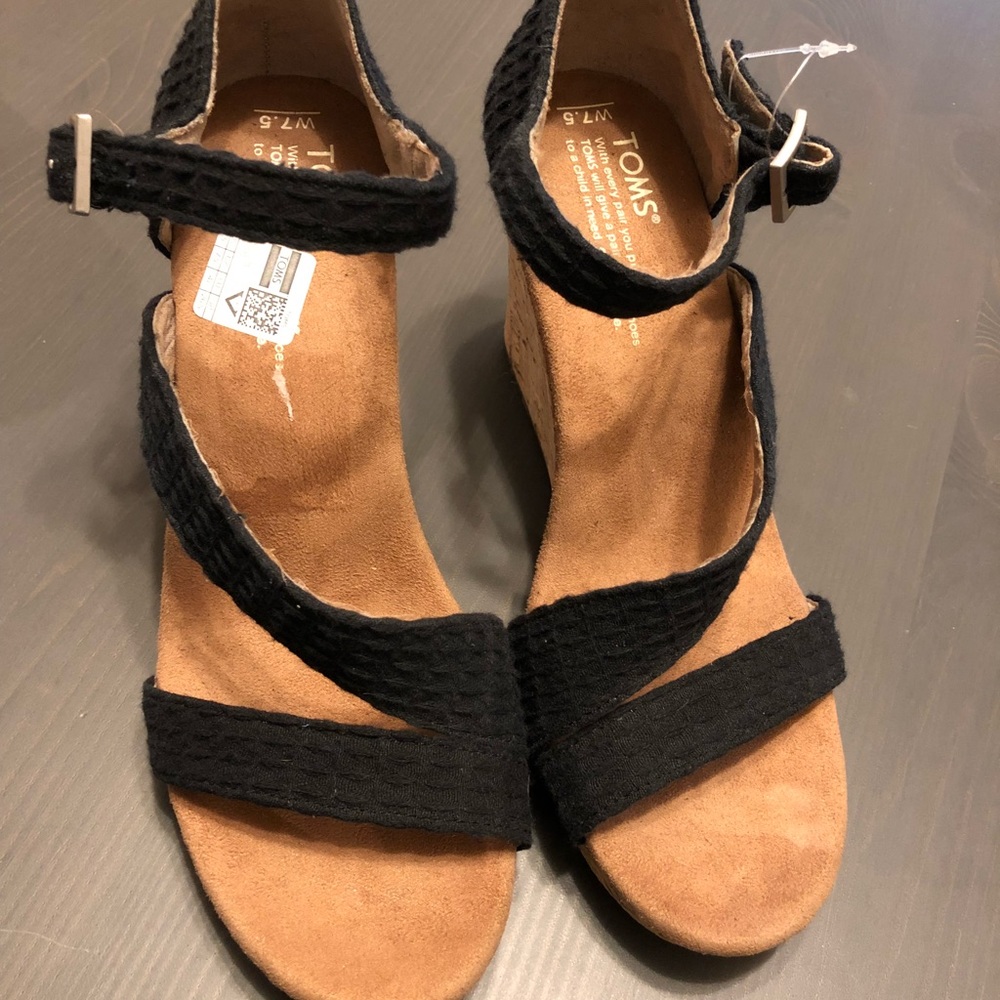 Toms strappy cork wedges